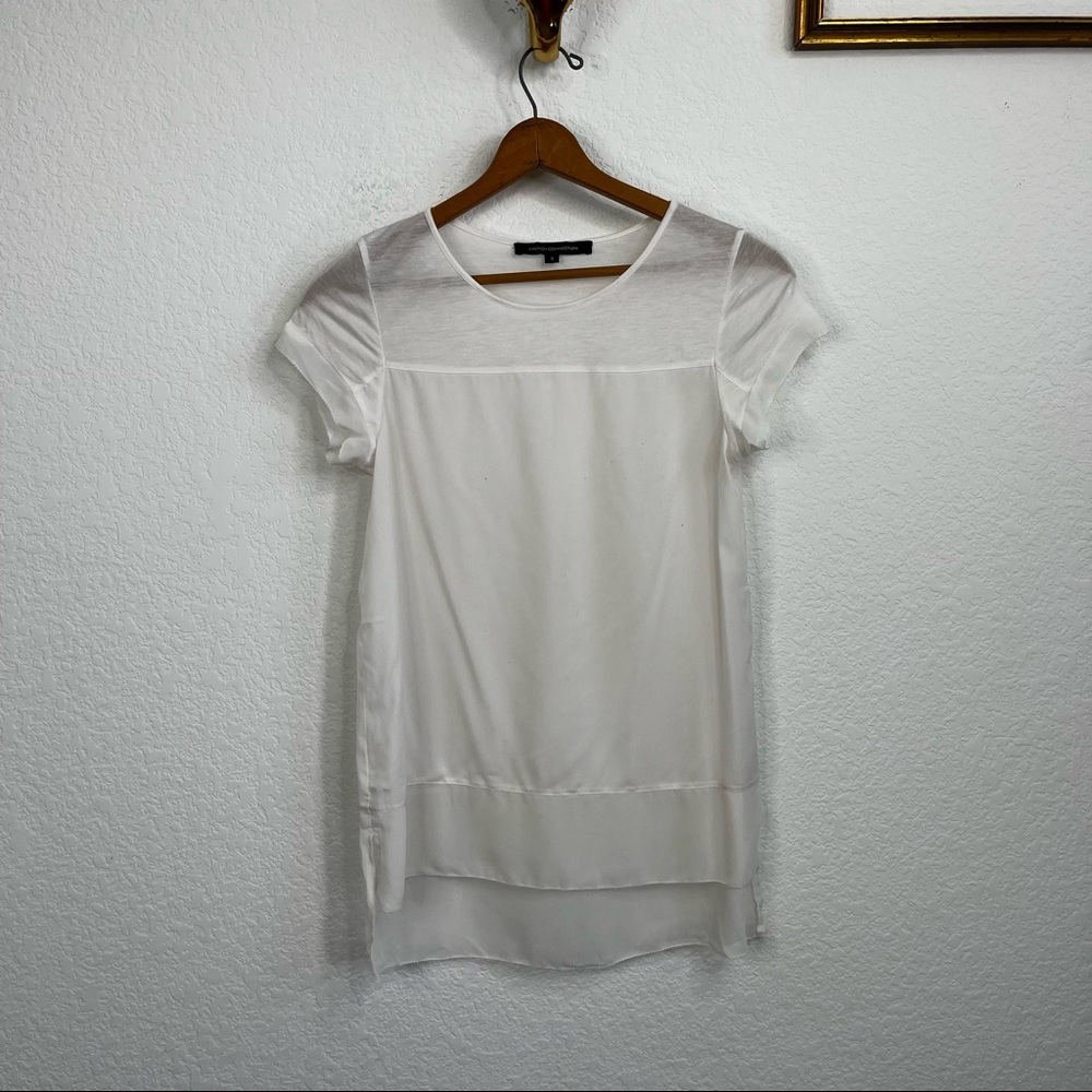 FCUK French Connection Sheer Hi Lo Mesh Sheer Blouse